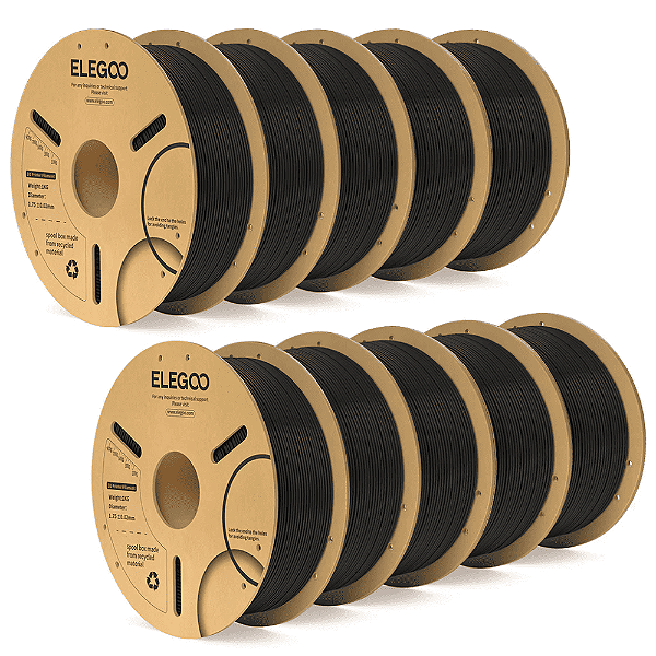 Caixa com 10 Filamentos Elegoo PLA + (Plus) 1.75mm 1Kg