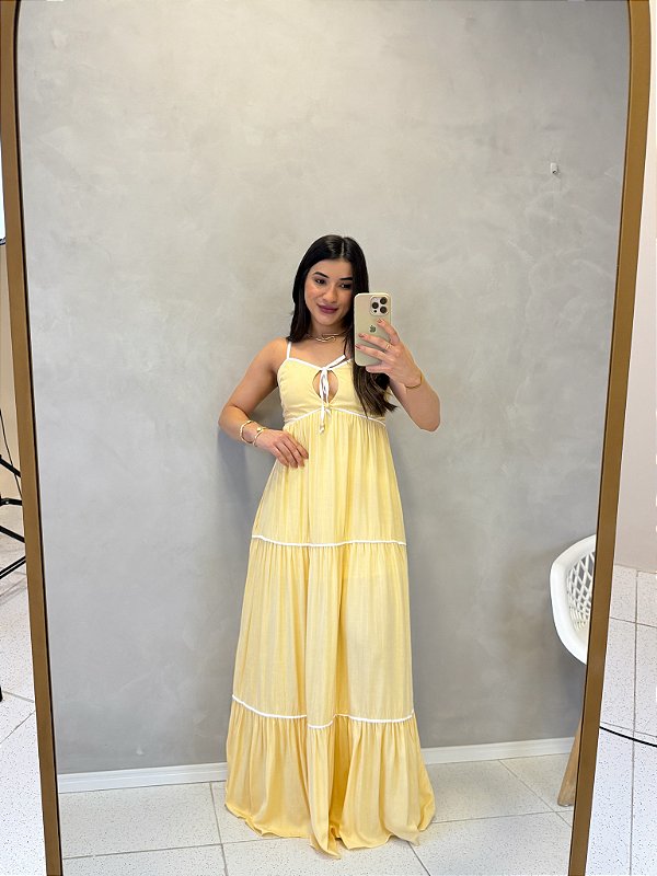Vestido Longo Bicolor Viscolinho