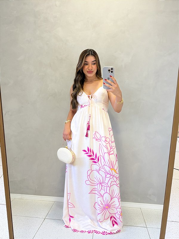 Vestido Longo Floral Viscolinho