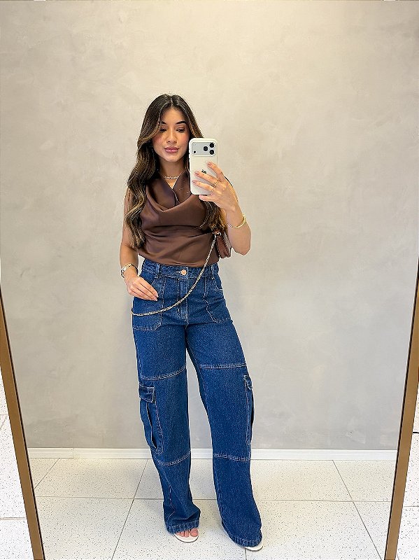 Calça Cargo Jeans Clássico