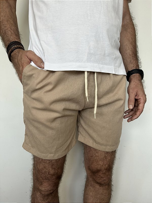 Shorts em Linho MR Hengler Marrom Claro