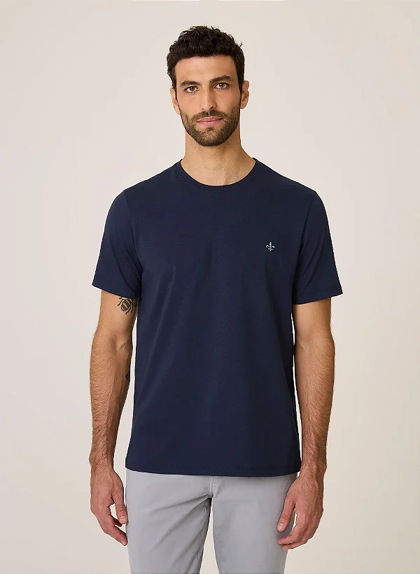 Camiseta Básica Essentials Dudalina 100% Algodão Azul Marinho