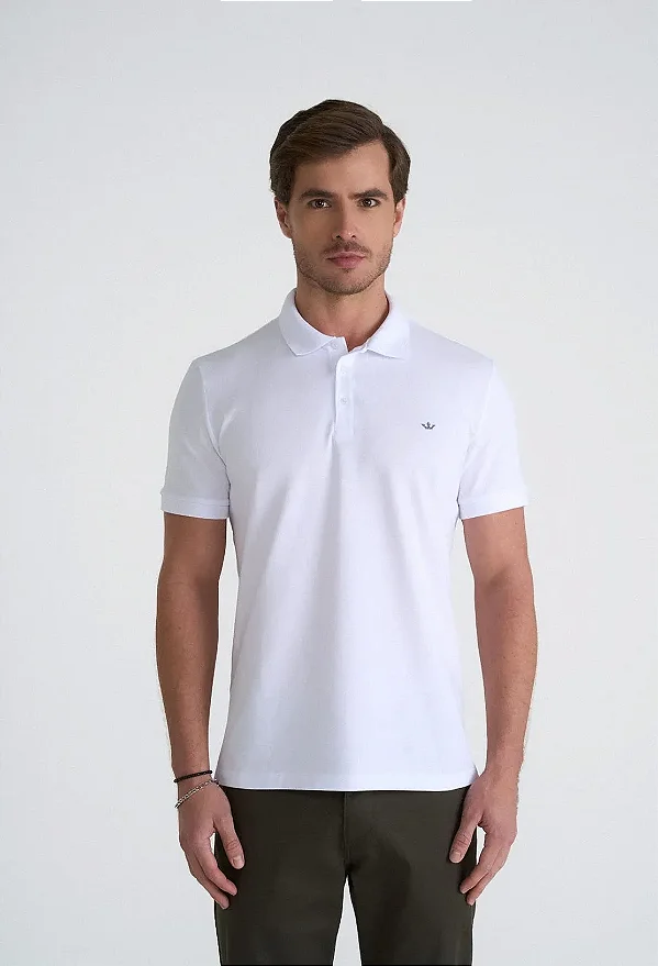 Polo Manga Curta Slim Piquet Docthos Branco