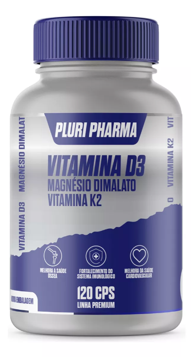 Vitamina D3 10mil Ui + K2 120 mcg + Magnésio Dimalato 250 mg - 120 doses
