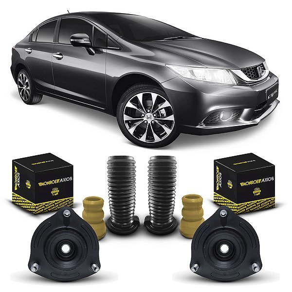 Par Kit Coxim Batente Suporte Coifa Amortecedor Dianteiro Honda Civic 2012 2013 2014 2015 2016