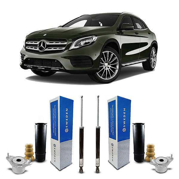 2 Amortecedores Sweden Kit Coxim Batente Guarda Pó Suspensão Traseira Mercedes Gla250 2015 2016 2017 2018 2019