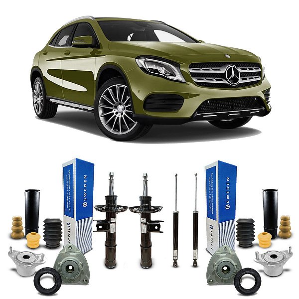 4 Amortecedores Sweden + Kit Coxim Batente Coifa Dianteiro Traseiro Mercedes Benz Gla250 2015 2016 2017 2018 2019