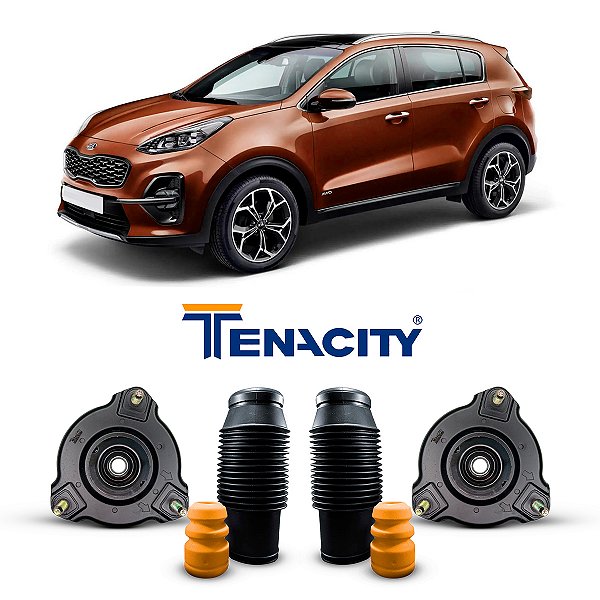 Par Kit Suporte Coxim Original Tenacity + Batente Coifa Amortecedor Dianteiro Kia Sportage 2016 2017 2018 2019 2020