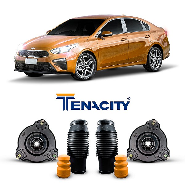2 Kit Coxim Suporte Original Tenacity + Batente Coifa Suspensão Dianteira Kia Cerato 2019 2020 2021 2022