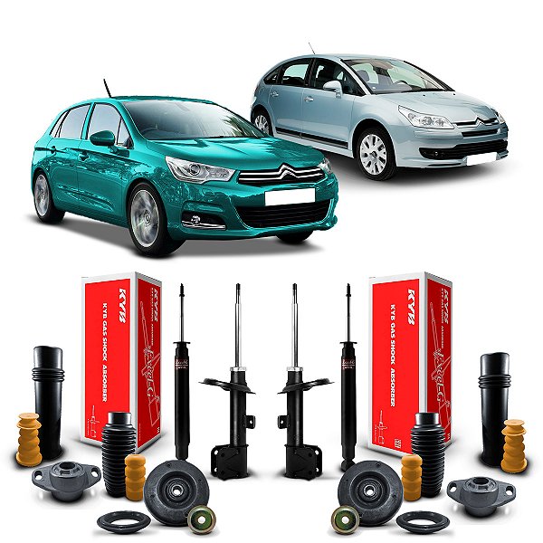 Par Kit Amortecedor Kayaba Coxim Guarda Pó Dianteiro Traseiro Citroen C4 2007 2008 2009 2010 2011 2012 2013 2014 2015