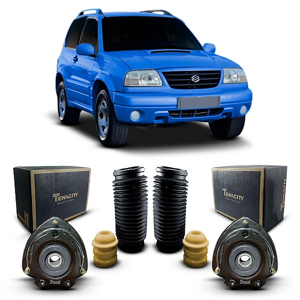 Par Kit Coxim Batedor Suporte + Batente Coifa Amortecedor Dianteiro Suzuki Grand Vitara 1998 1999 2000 2001 2002 2003