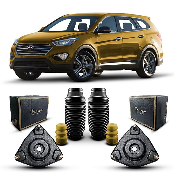 2 Kit Coxim Batedor Suporte Original Tenacity Batente Coifa Amortecedor Dianteiro Hyundai Grand Santa Fé 2014 2015 2016