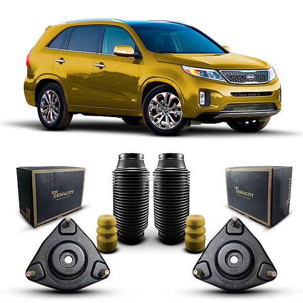 Par Kit Coxim Batedor Suporte Original Tenacity + Batente Coifa Amortecedor Dianteiro Kia Sorento 2013 2014 2015