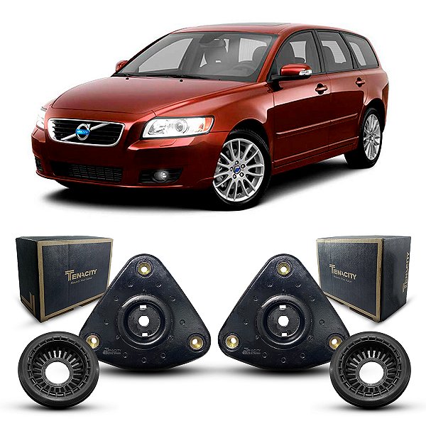 Par Reparo Coxim Batedor Batente Suporte Original Tenacity + Rolamento Amortecedor Dianteiro Volvo V50 2007 2008 2009
