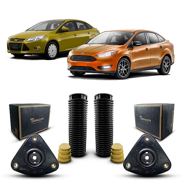 Par Kit Coxim Suporte Batedor + Batente Coifa Amortecedor Dianteiro Ford Focus Sedan 2014 2015 2016 2017 2018 2019