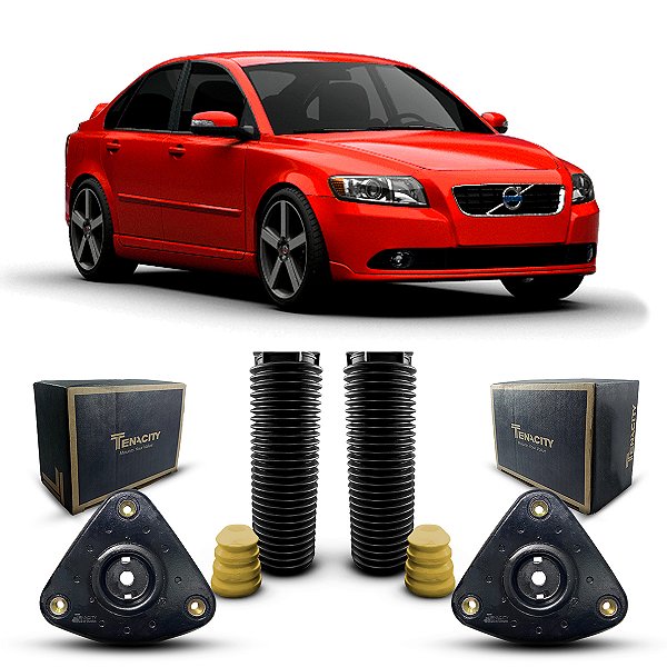 Par Kit Reparo Coxim Suporte Batedor + Batente Coifa Amortecedor Dianteiro Volvo S40 2005 2006 2007 2008 2009 2010