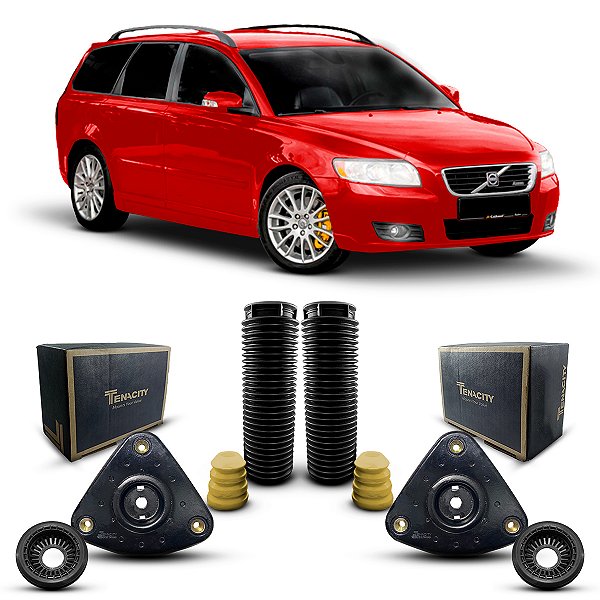 Par Kit Reparo Coxim Suporte Original Tenacity Batente Coifa Rolamento Amortecedor Dianteiro Volvo V50 2007 2008 2009