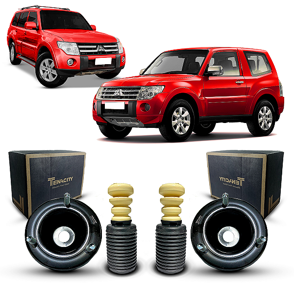 Par Kit Coxim Amortecedor Dianteiro Tenacity Batente Coifa Mitsubishi Pajero Full 2008 2009 2010 2011 2012 2013 2014