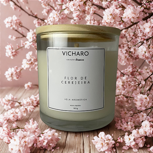 Vela Aromática de Cera Vegetal - 180g - FLOR DE CEREJEIRA