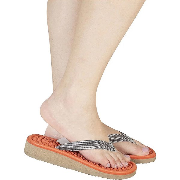 Chinelo de Dedo Anabela para Esporão e Fascite Plantar Mundoflex - Coral