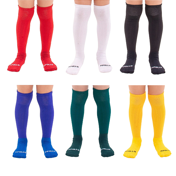 Kit 05 Pares Meião Futebol Masculino Infantil Juvenil Bebe Cano Alto Longo Grosso Em Algodão