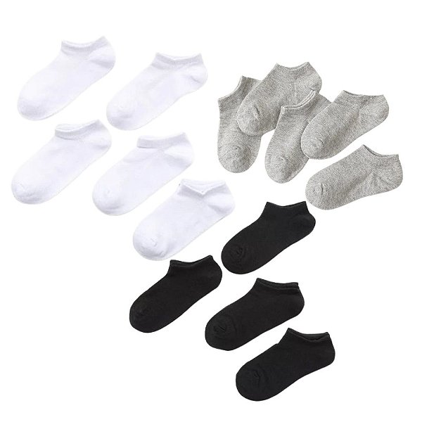 Kit 6 Pares Meias Sapatilha Invisível Cano Curto Infantil Juvenil Bebê Kids Algodão Atoalhada Uniforme Escolar Original