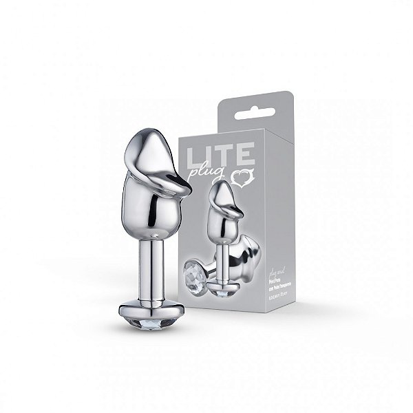 Plug Anal Pênis Prata Com Pedra Transparente