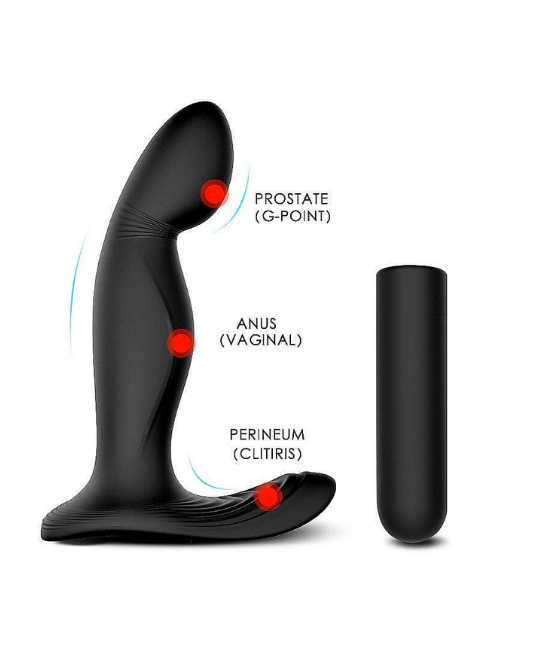 ESTIMULADOR DE PRÓSTATA E PERÍNEO EM SILICONE, POSSUI 9 MODOS DE VIBRAÇÃO