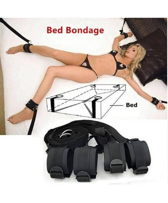 Bondage Kit - Tornozeleiras e Algemas Em Nylon Para Cama