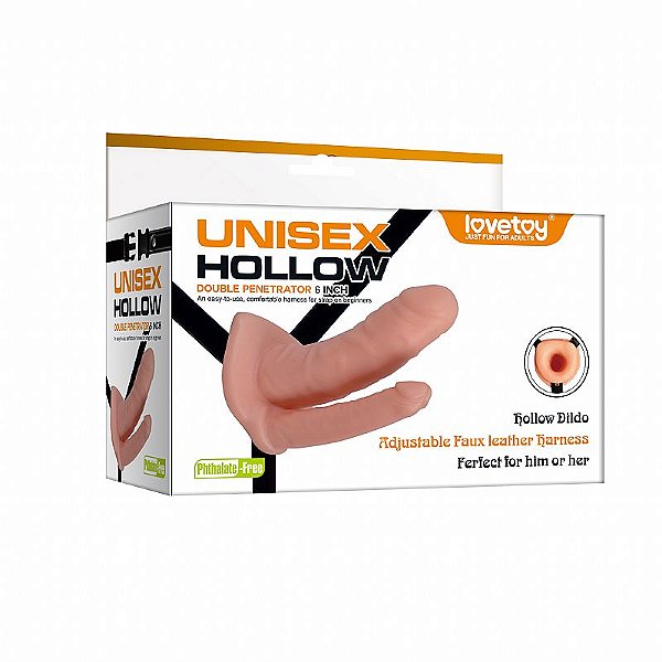 Unissex Hollow Double Penetrator Capa Peniana Dupla Em Formato de Penis Com Cinta Ajustável