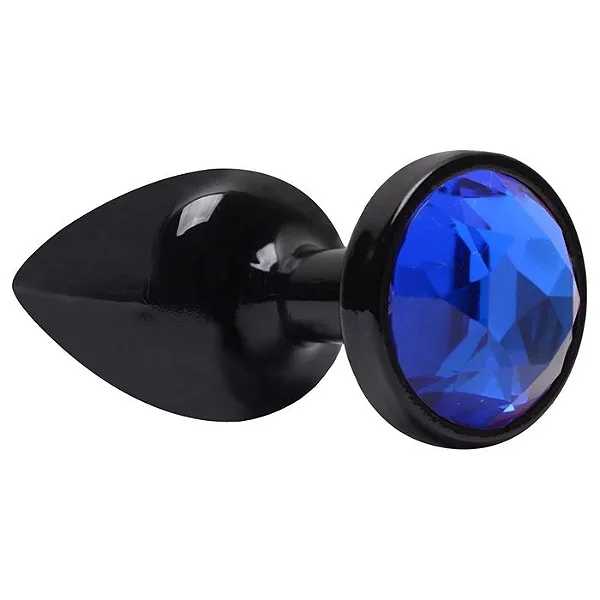 Plug Anal Plástico Abs Preto e Azul Pequeno 7 x 2,5Cm