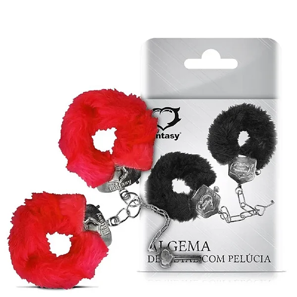 Algema Em Metal Com Pelúcia Vermelha - Sexy Fantasy