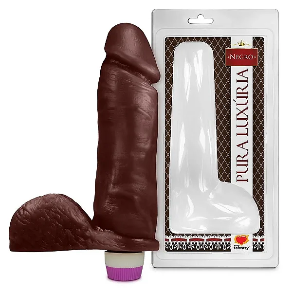 Prótese Pura Luxúria Realístico com Escroto e Vibro 20,5 x 4,7cm