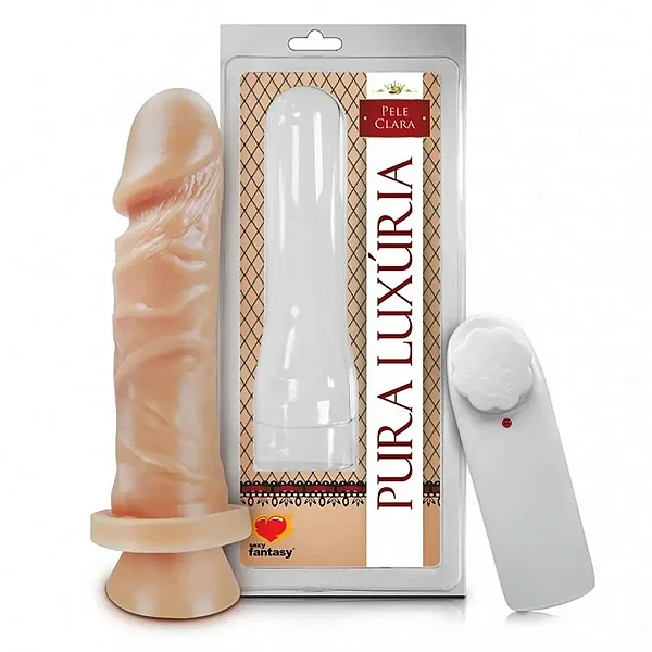 Prótese Pura Luxúria Realístico com Vibro e Ventosa 15,3 x 4cm