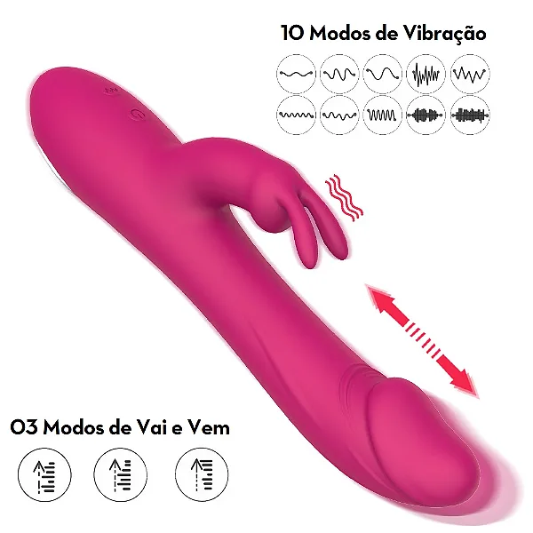 Vibrador Ponto G Com Estimulador Rabbit Preto