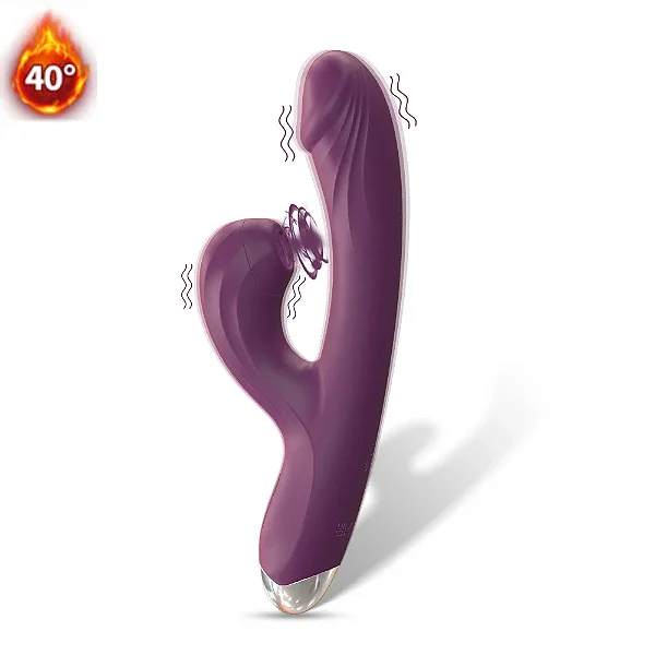 Vibrador Ponto G Com Estimulador Clitoriano Com Aquecimento Roxo