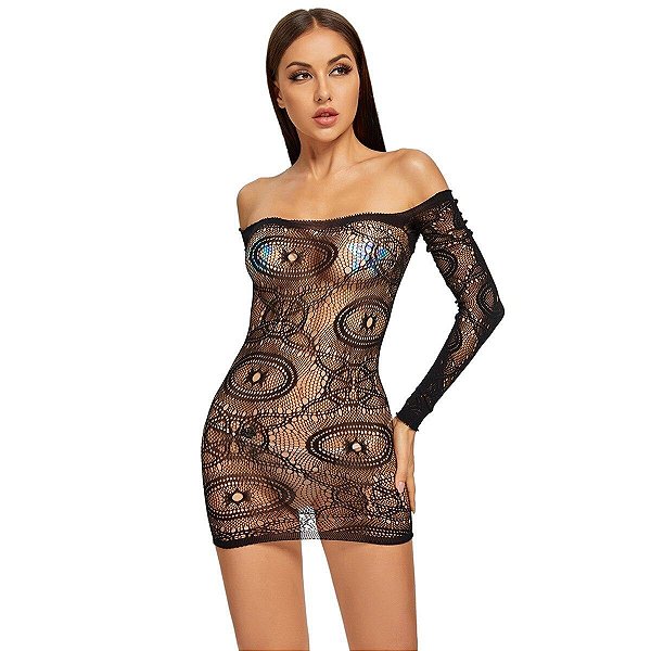 Vestido Rendado Preto