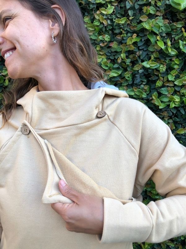 Moletom careca para amamentar algodão 100% Orgânico Creme