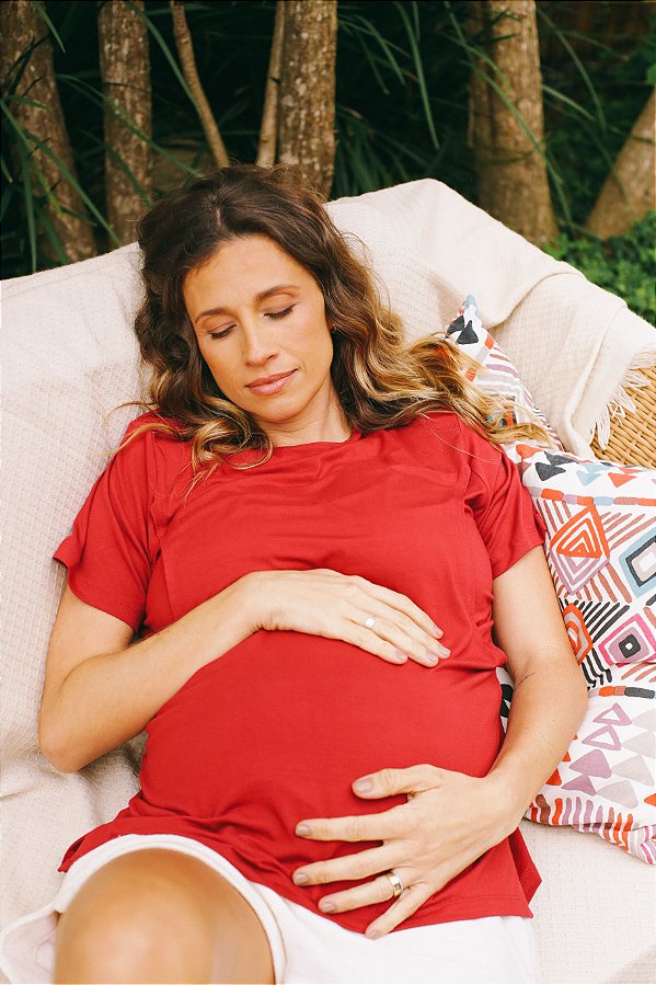 Blusa gestante e amamentação VERMELHO TOMATE