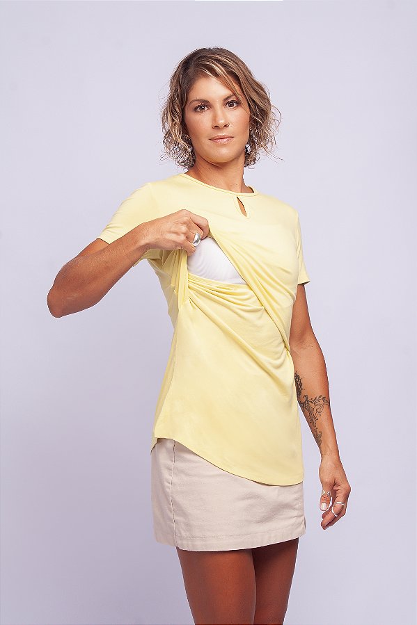 Blusa amamentação gota AMARELA