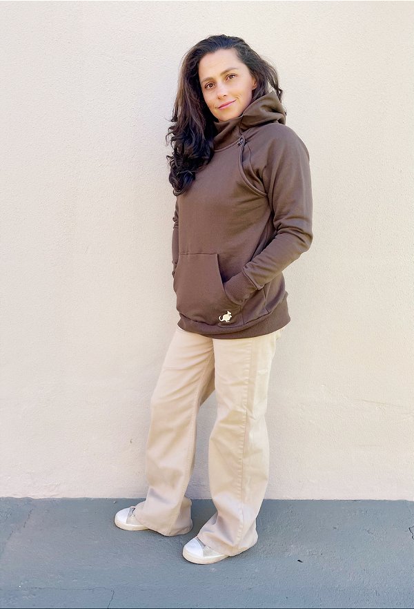 Moletom amamentação flanelado Cacau