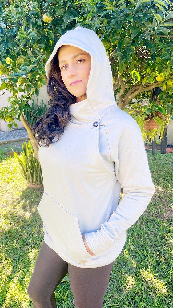 Moletom amamentação flanelado Gelo