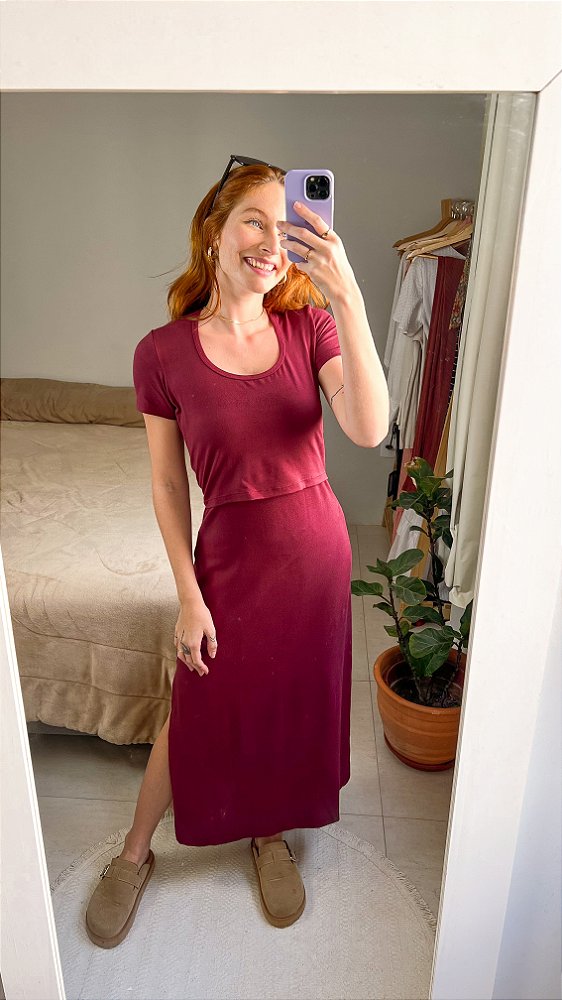 Vestido Longo para amamentar LONG BEACH vinho