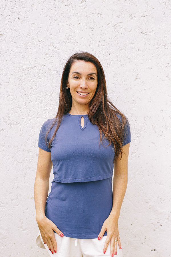 Blusa amamentação gota AZUL OCEANO
