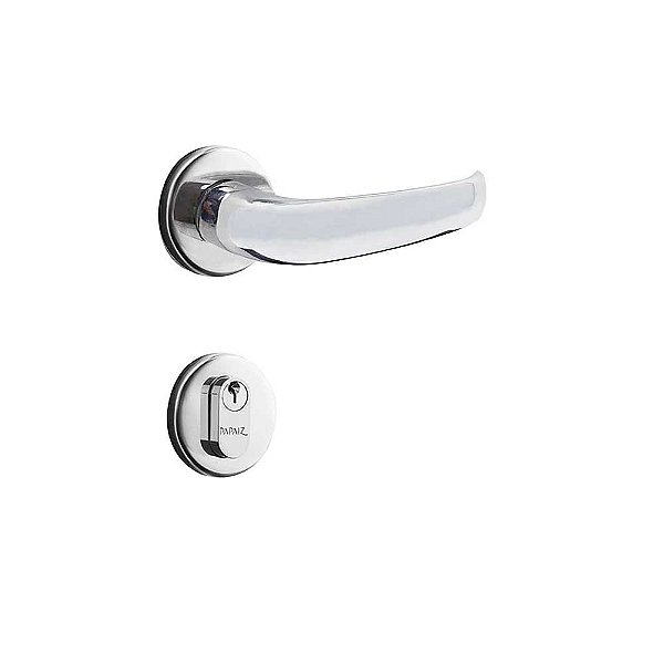 Fechadura para Porta de Entrada Cromada 40mm com Roseta MZ920 Standard Papaiz