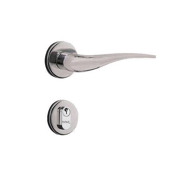 Fechadura para Porta de Entrada Cromo Acetinado 40mm com Roseta MZ930 Standard Papaiz