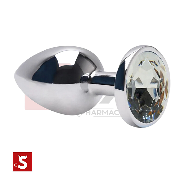 Plug Anal Cônico com cristal arredondado Transparente - G