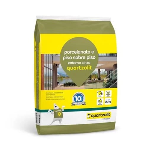 Argamassa Porcelanato e Piso Sobre Piso Externo Cinza Quartzolit 20kg