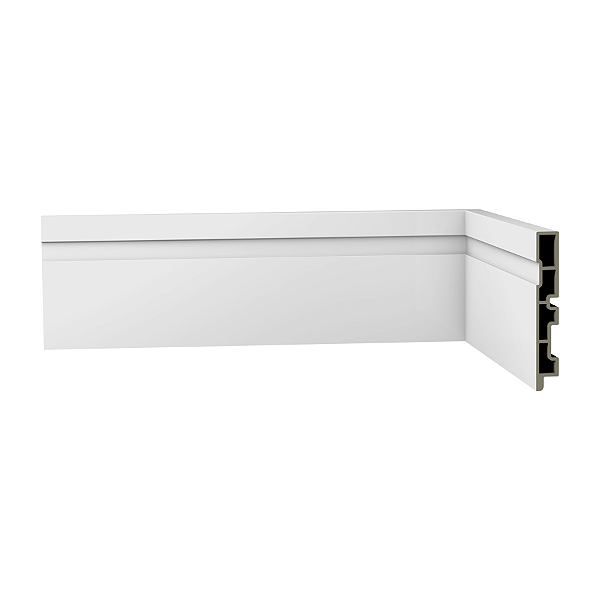Rodapé WPC R3 Frisado Laca Branco 240 x 10cm (Caixa com 12 barras)