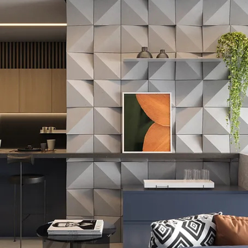 Revestimento 3D de Cimento Cinza Flip - M²